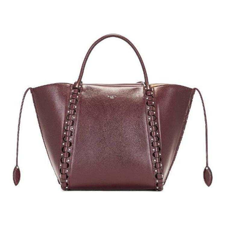 Alaia Litchi Grain Leather Handbag Women's Chocolate