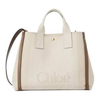 Chloé Chloe Cotton Tote Bag, Shopping Bag, Shoulder Bag, Crossbody Bag, Handbag Women's Beige