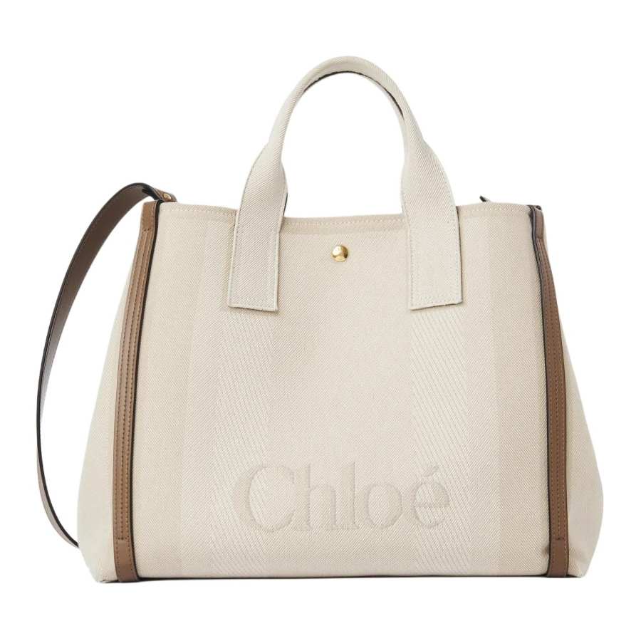Chloé Chloe Cotton Tote Bag, Shopping Bag, Shoulder Bag, Crossbody Bag, Handbag Women's Beige