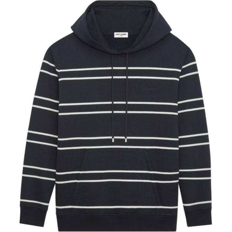 SAINT LAURENT Stripe Detailed Drawstring Hoodie