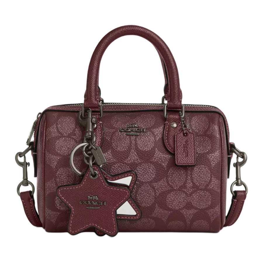COACH Rowan Coated Canvas Crossbody Handbag Small Women's Wine