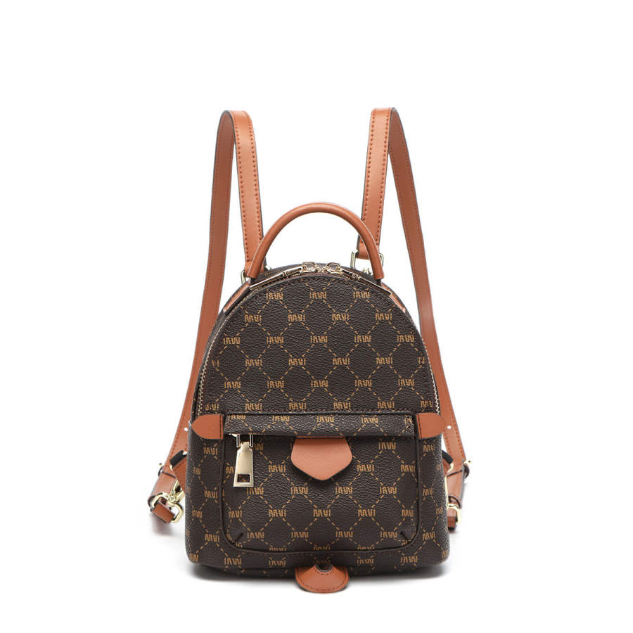 SEPTWOLVES SEPTWOLVES Artificial Leather Backpack Women's Dark Coffee/Brown