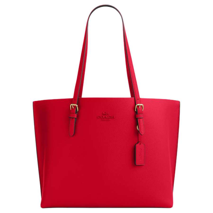 COACH Mollie Leather Tote Bag, Shopping Bag, Handbag, Shoulder Bag Large Women's Red