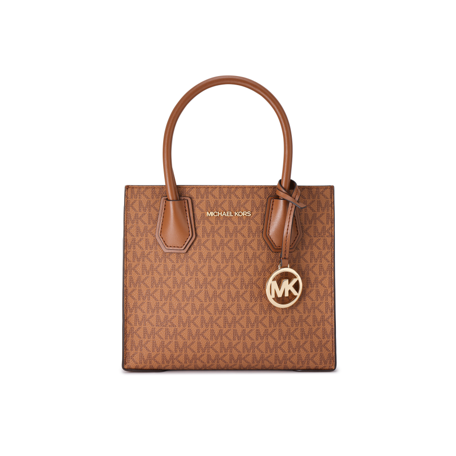 MICHAEL KORS Mercer Artificial Leather Trunk Bag, Shoulder Bag, Crossbody Bag, Handbag Medium Women's Caramel Brown