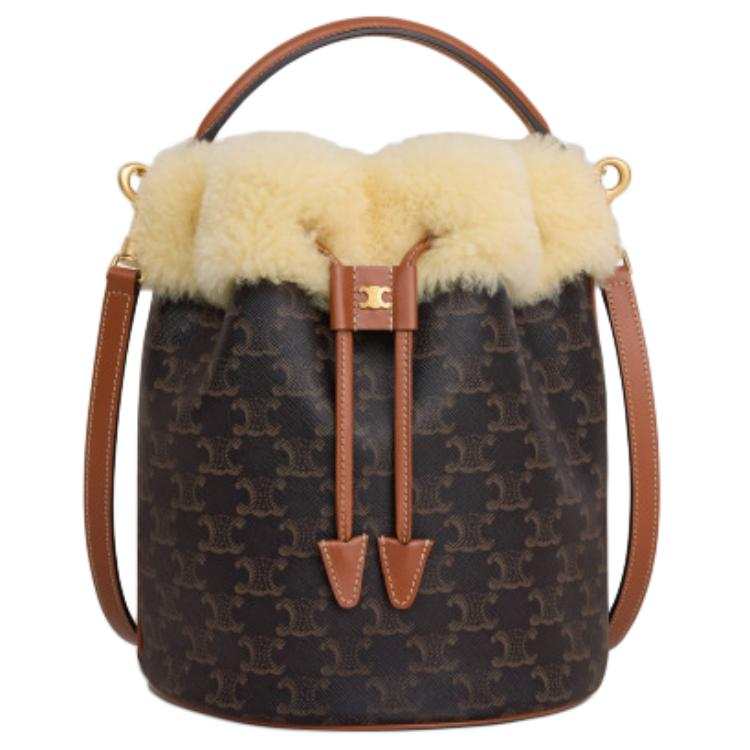CELINE TriompheClara Cow Leather Shoulder Bag, Crossbody Bag Women's Tawny