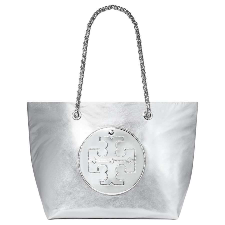 TORY BURCH Ella Nylon Shoulder Bag Large Women's Silver