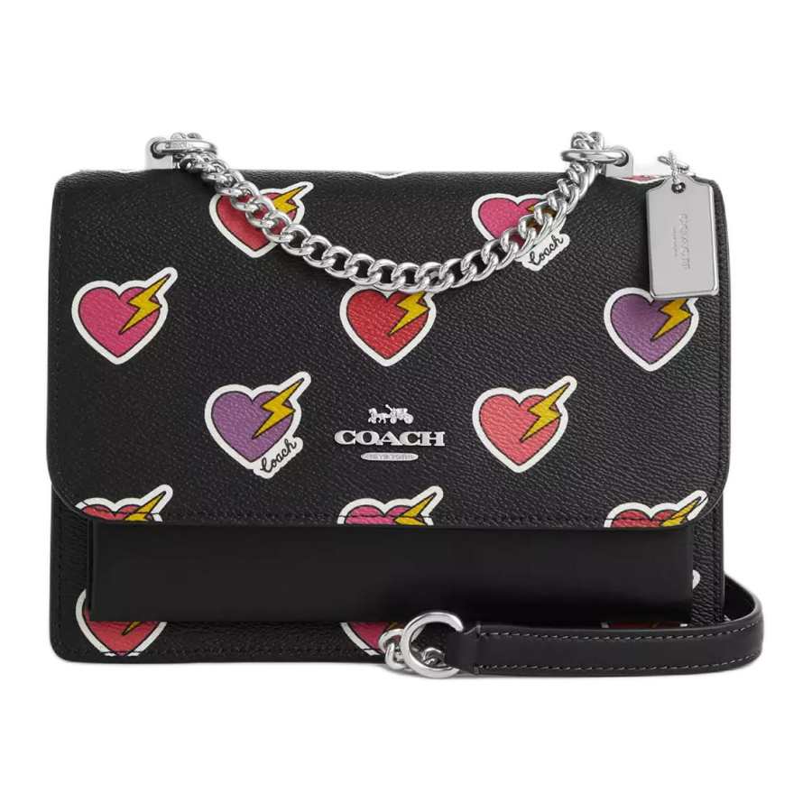 COACH Klare Coated Canvas Crossbody Bags Small Women's Exotic Print & Silver & Black & Multicolor