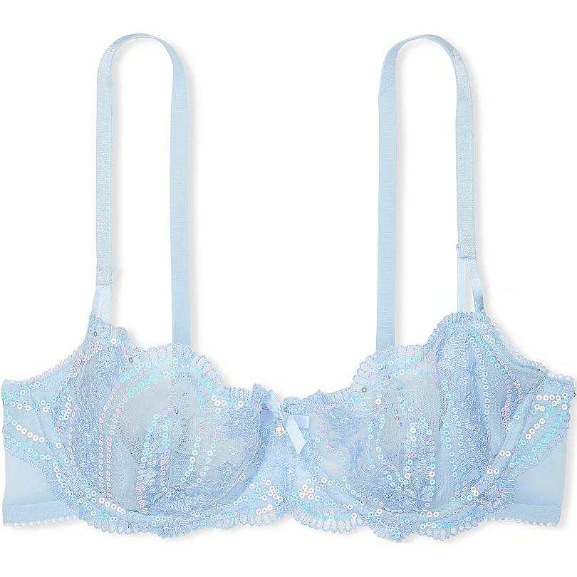 Victoria's Secret Dream Angels Wicked Twinkle Strap Unlined Lace Balcon/LB Bra Women's Blue