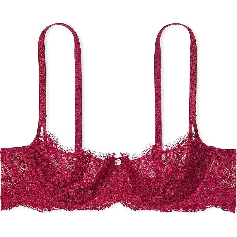 Victoria's Secret Dream Angels Wicked Unlined Lace Balconette Bra/CR Bra Women's Campari Red