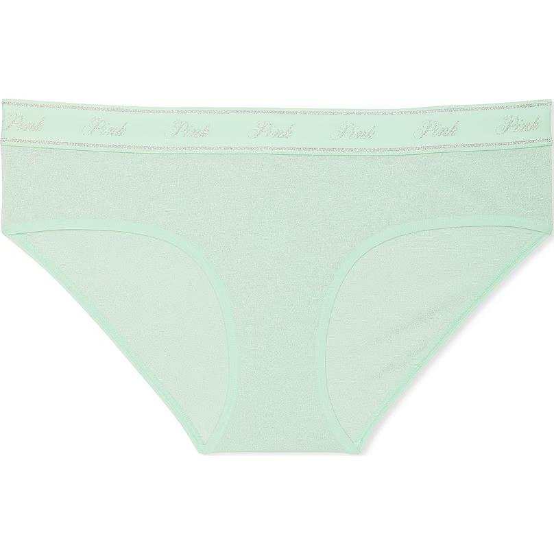 Victoria's Secret PINK Logo Cotton Shimmer Hiphugger Panty/MSK Briefs Women's 1 Pack Mint Green