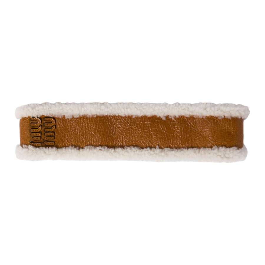 MIU MIU Leather, Wool Hair Bands Women's Brown