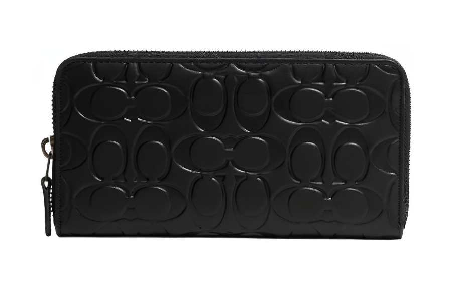COACH Accordion Wallet Cow Leather Card Holder, Wallet Women's Black