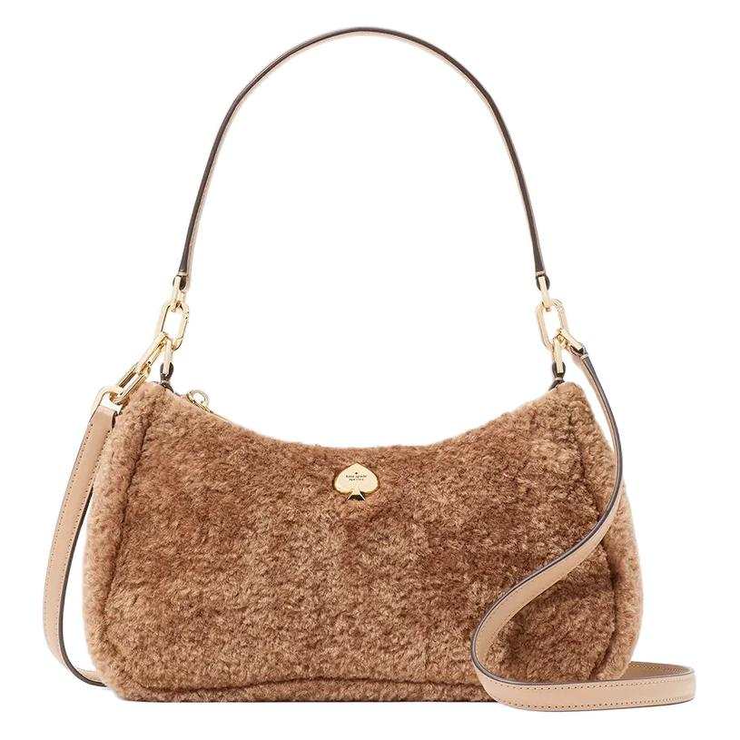 Kate Spade Faux Fur Portable Crossbody Bag, Shoulder Bag Small Women's Light Tawny