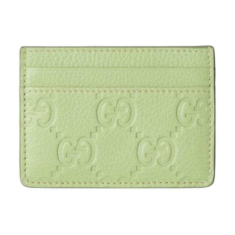 GUCCI Grain Leather Card Holder Women's Green