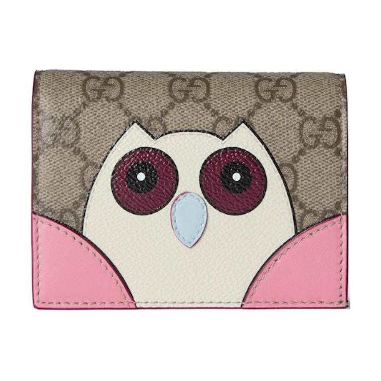 GUCCI Coated Fabric Wallet Mini Women's Pink & White & Brown