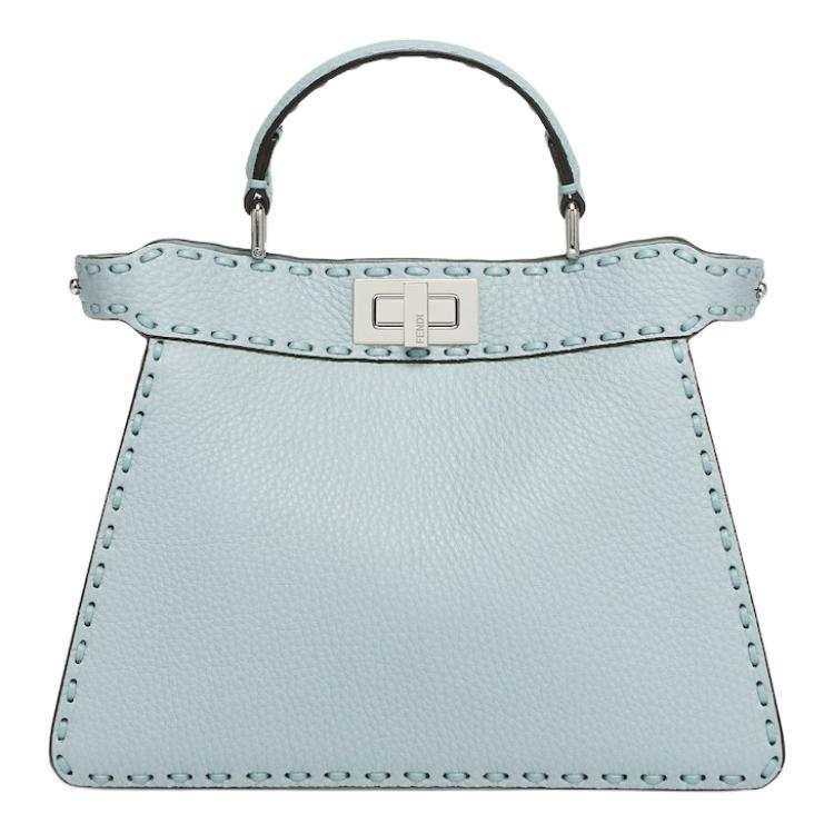 FENDI Peekaboo ISeeU Calfskin Shoulder Bag, Crossbody Bag, Handbag Small Women's Light Blue