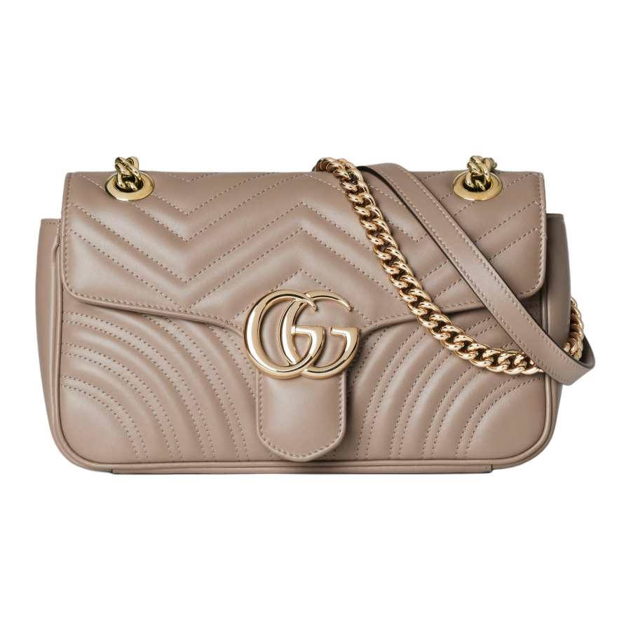 GUCCI GG Marmont Leather Crossbody Bag, Shoulder Bag Small Women's Taupe