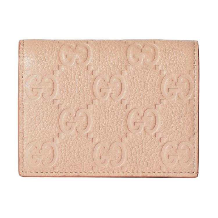 GUCCI Leather Wallet Mini Women's Light Pink