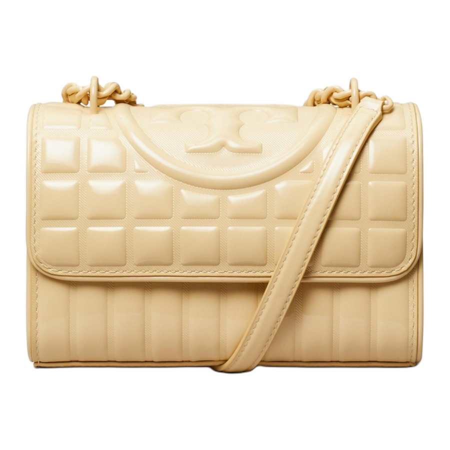 TORY BURCH Fleming Patent Leather, Nappa Leather Shoulder Bag, Crossbody Bag Small Women's Vanilla