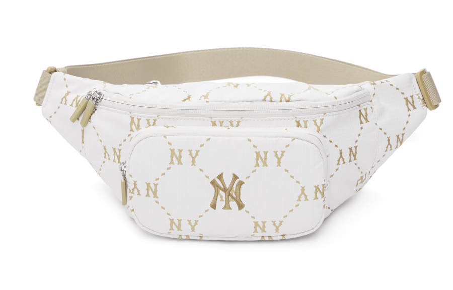 MLB Polyester One Shoulder Crossbody Zippers Fanny Pack Sling Bag Regular Unisex White