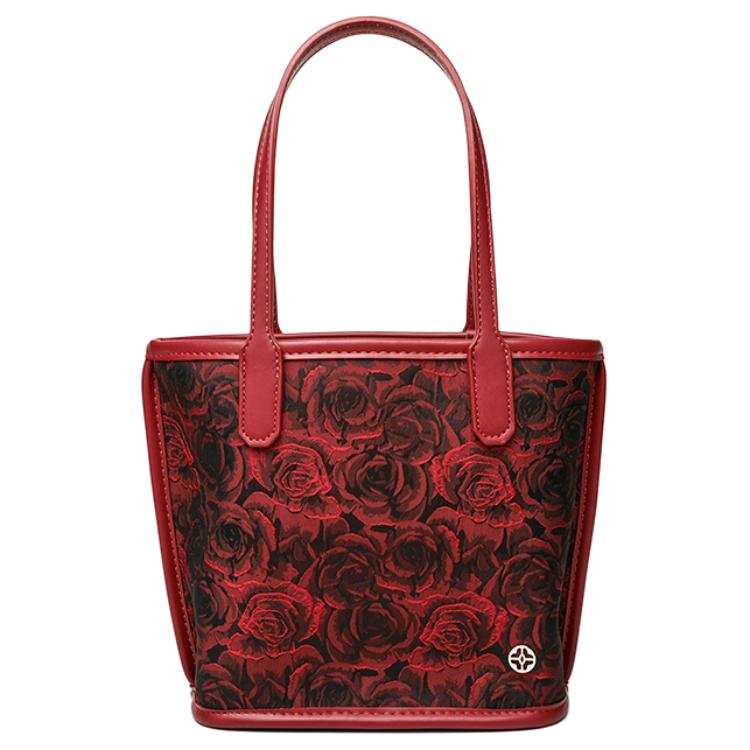 PAYOT Fabric With Microfiber Synthetic Leather Wedding Bag, One Shoulder Handbag Medium Women's Dark Red