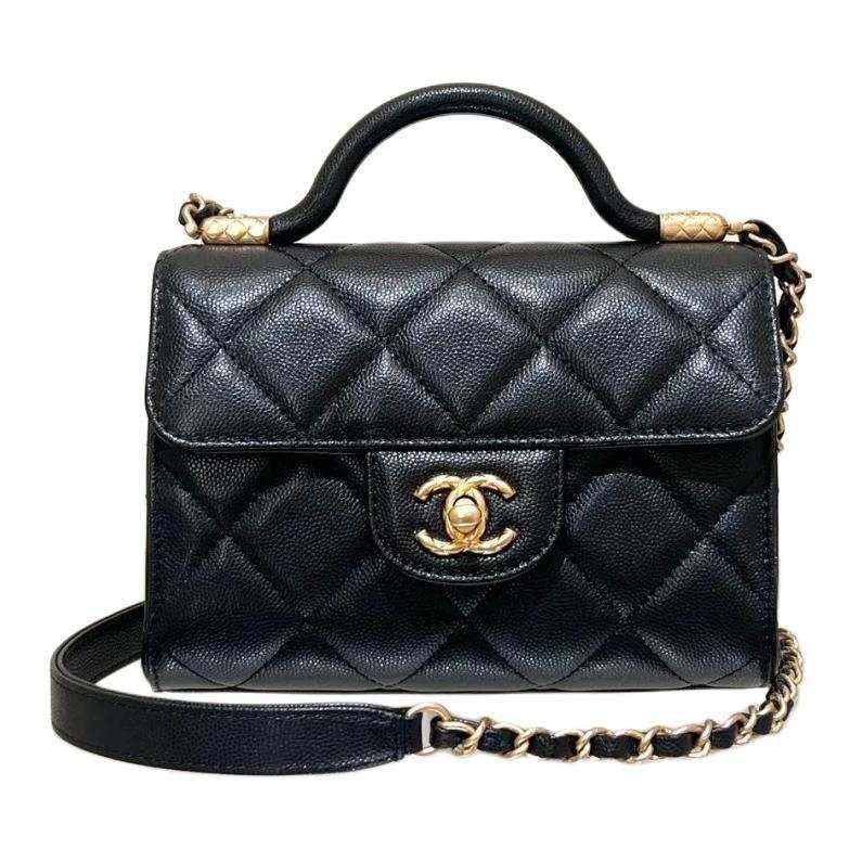 CHANEL Leather Portable Crossbody Bag, Shoulder Bag Women's Black