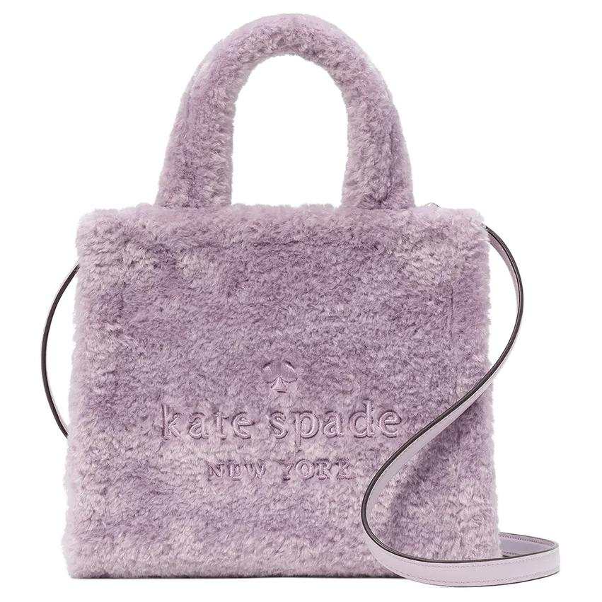 Kate Spade Faux Fur Tote Bag, Shopping Bag, Shoulder Bag, Crossbody Bag, Handbag Small Women's Violet
