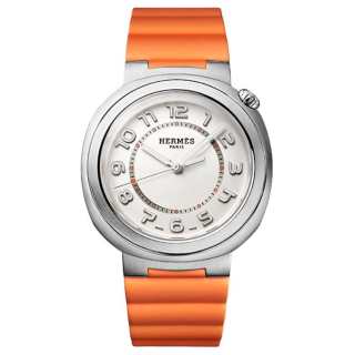 HERMES Cut Wrist Watches Automatic Mechanical Movement Rubber Strap 36mm White Dial Women's Watch