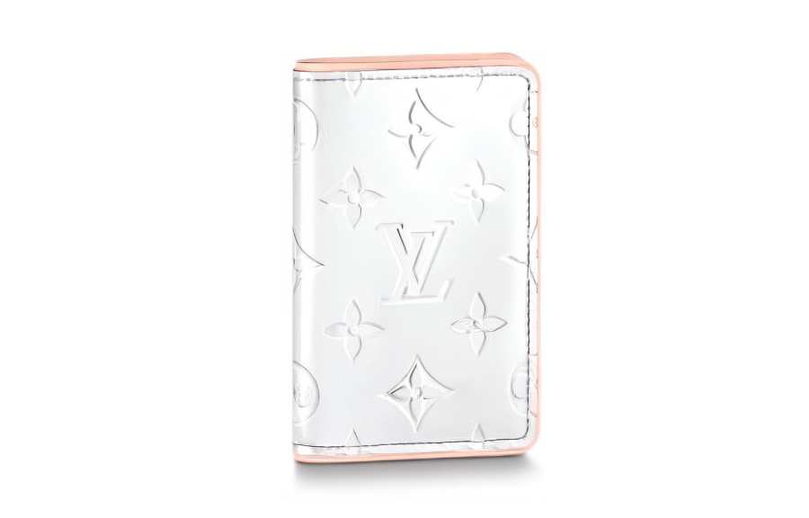 LOUIS VUITTON Slender Artificial Leather Wallet, Card Holder, Passport Holder Men's Silver