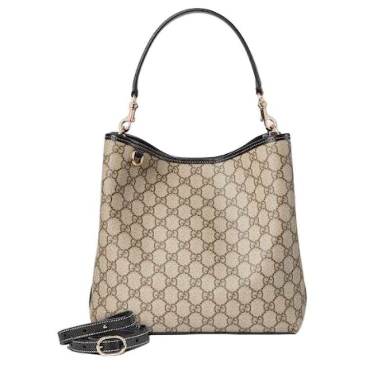 GUCCI Coated Fabric Handbag, Shoulder Bag Small Women's Beige & Dark Brown