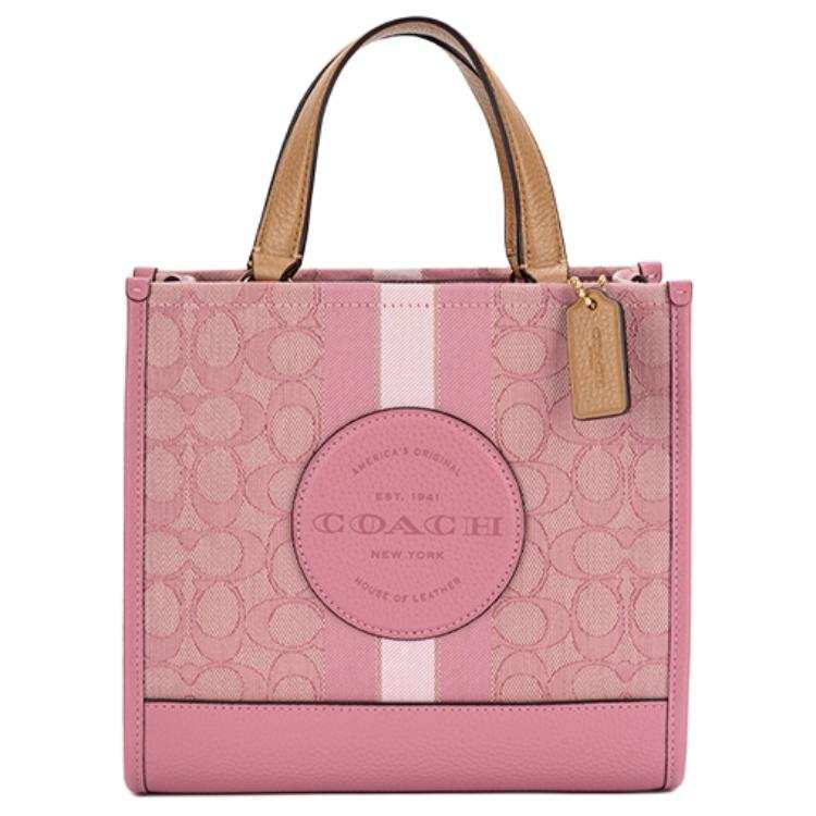 COACH Dempsey Fabric With Cow Leather Tote Bag, Shopping Bag, Shoulder Bag, Crossbody Bag, Handbag Small Women's