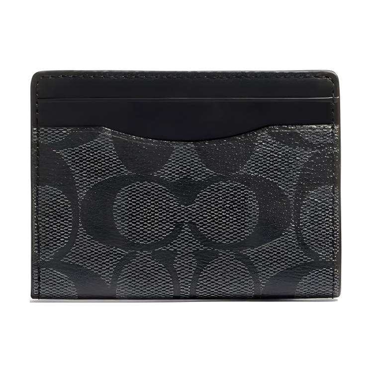 COACH Card Case Cow Leather Card Holder Small Women's Black