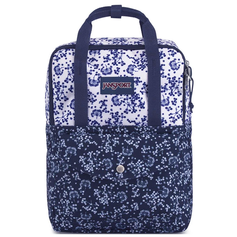 JanSport JanSport Polyester Backpack Medium Unisex White & Blue Print