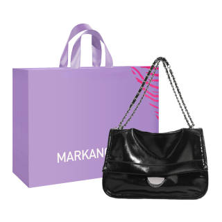 MARKANGARO Pu Crossbody Bag, Shoulder Bag Unisex Black/Ecru