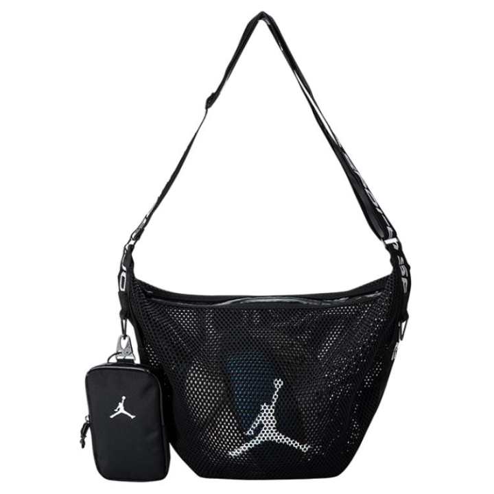 Jordan Jordan Polyester 2 in 1 HOBO One Shoulder Crossbody Basketball Bag Regular Unisex Jet Black