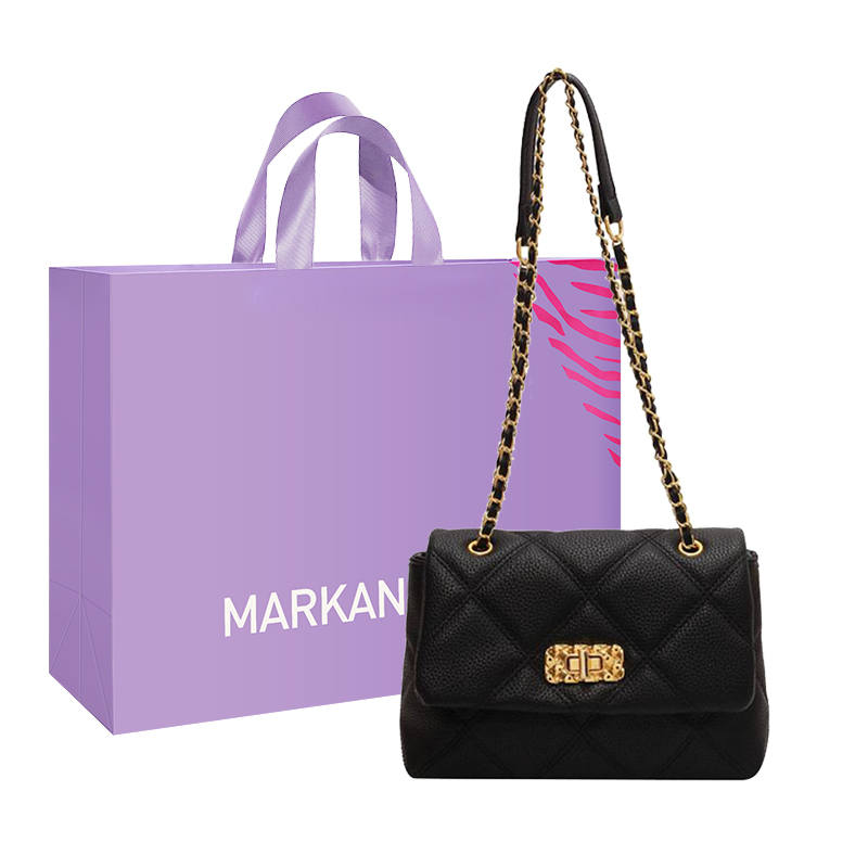 MARKANGARO MARKANGARO Pu Small Square Bag Regular Women's Black/Ecru