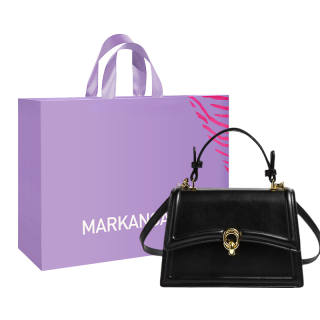 MARKANGARO Pu Small Square Bag Handbag Regular Women's Black/Beige