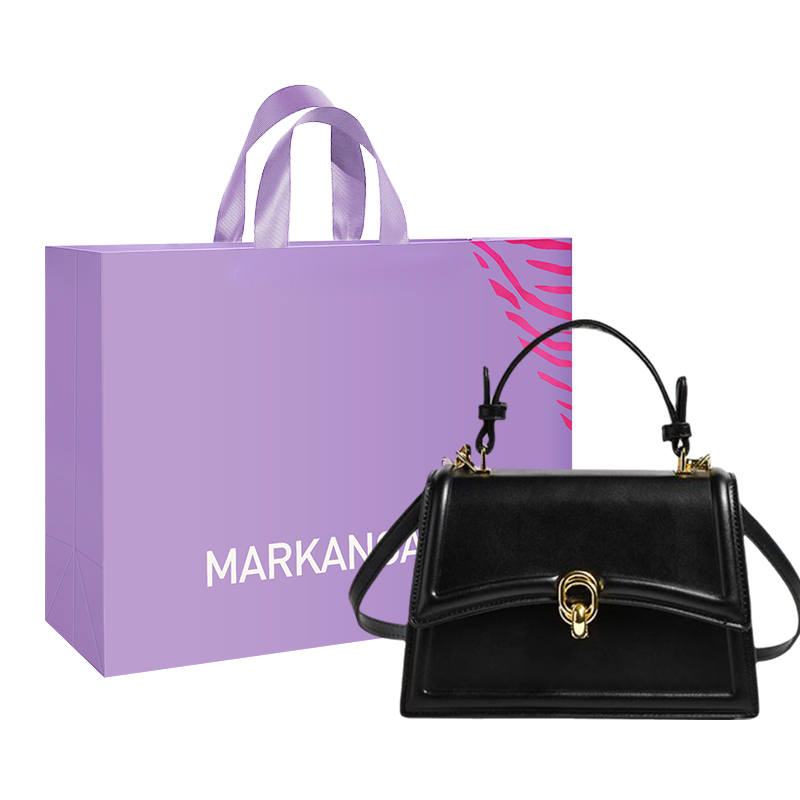 MARKANGARO Pu Small Square Bag Handbag Regular Women's Black/Beige
