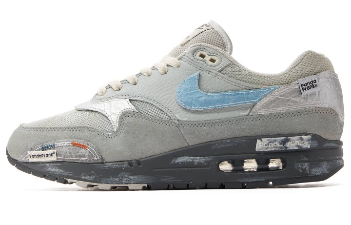 Nike Nike Air Max 1 Cushioning, Wear Resistant Low top Running Shoes Men's Beige Gray Blue