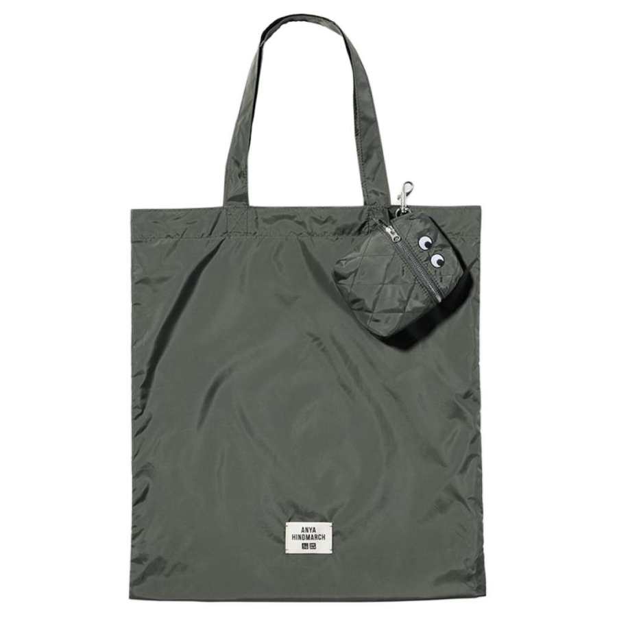 UNIQLO Polyester Tote Bag, Shopping Bag, Handbag, Shoulder Bag Regular Unisex Olive