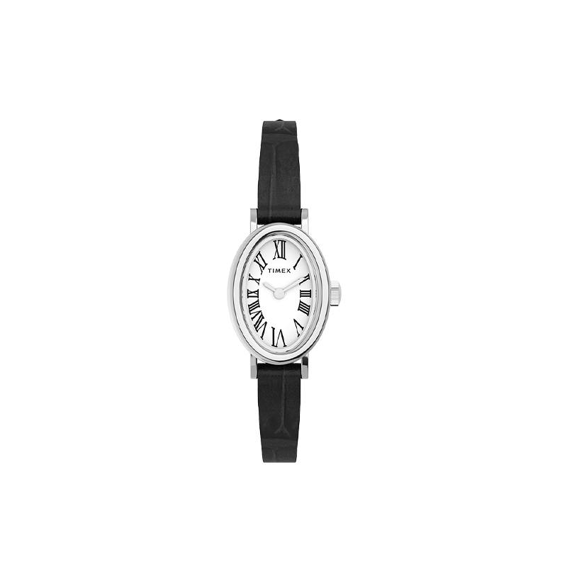 TIMEX CAVATINA Wrist Watches Quartz Movement Leather Strap 19mm Silver Dial Women's Watch