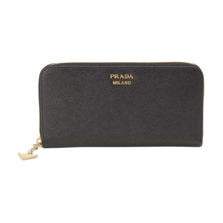 PRADA PRADA Saffiano Cross Grain Leather Wallet Women's Black