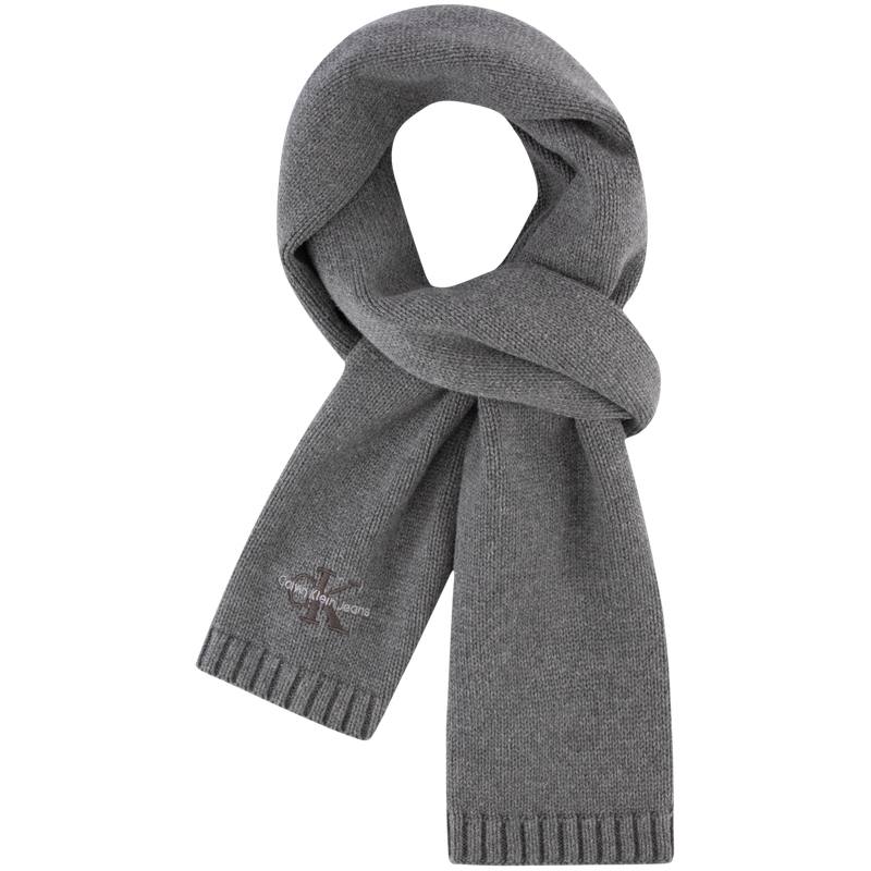 CALVIN KLEIN Cotton Knit Scarves Unisex Hero Gray