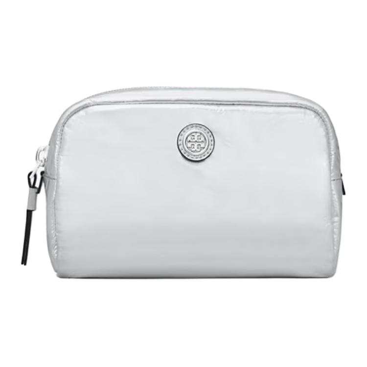 TORY BURCH VIRGINIA Nylon Makeup Bag Women's Silver