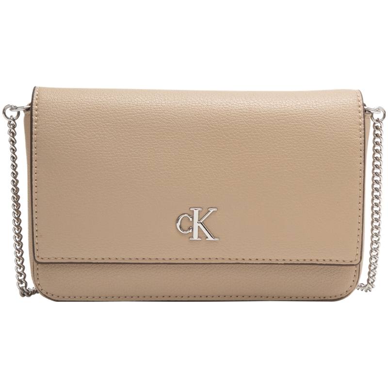 CALVIN KLEIN Synthetic Material Shoulder Bag, Crossbody Bag Medium Women's Khaki
