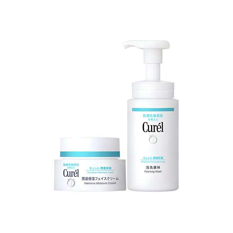 Curél KERUN Hydrating And Moisturizing Skincare Sets Soothing Cleaning Cleanser 150ml+Cream 40g
