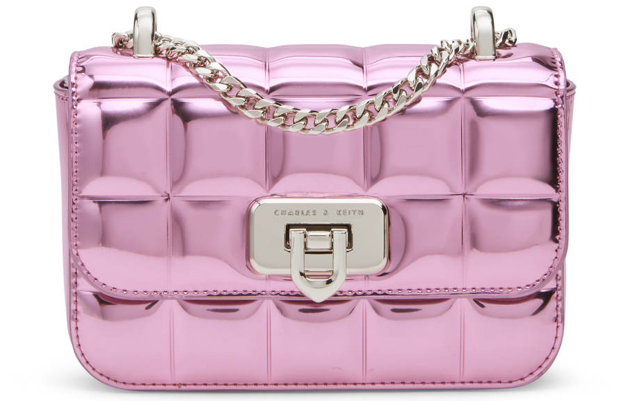 CHARLES&KEITH Charles & Keith Synthetic Leather Crossbody Bags Small Women's Noir Black/Pink/Silver