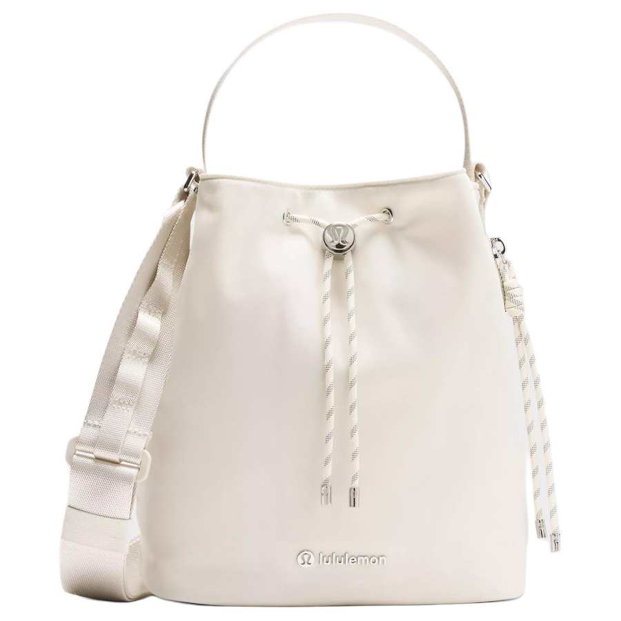 Lululemon Recycled Nylon Bucket Bag, Shoulder Bag, Crossbody Bag, Handbag Regular Women's Light Ivory & Silver