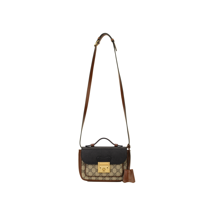 GUCCI Padlock Canvas With Leather Lock Bag, Messenger Bag, One Shoulder Handbag, Crossbody Bag Mini Unisex