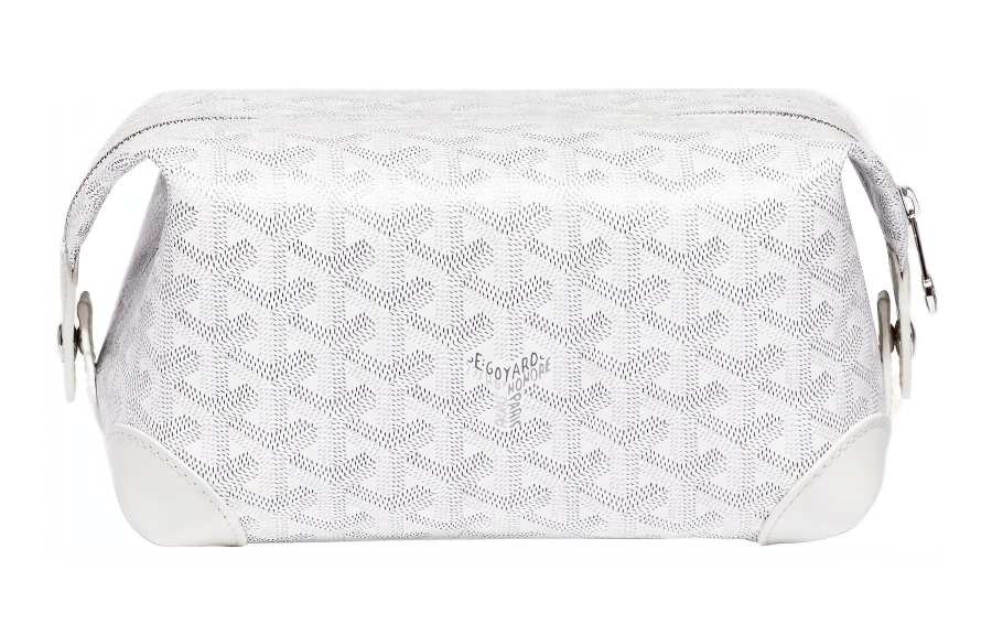 GOYARD Canvas With Heifer Skin Travel Bag Toiletry Bag Unisex White